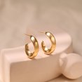 thumbnail image 2 of Brass Plated 18K Real Gold Geometric Circle Metallic High-Grade Ear Studs Cold Wind Personalized Earrings, 2 of 4