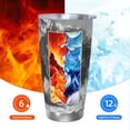 thumbnail image 6 of Fotbe Heroic Lion Encounter Pattern 20 oz Tumbler Stainless Steel Vacuum Insulated Coffee Ice Cup Double Wall Travel Flask Leak-proof Coffee Cup-Straw Three-piece Set, 6 of 8