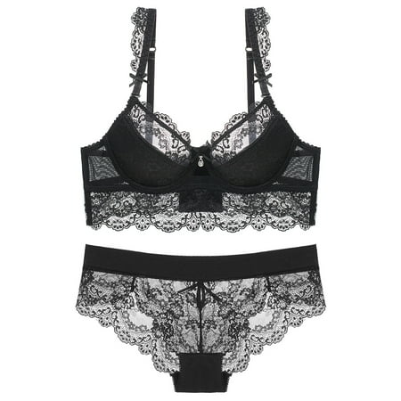oqasdz Lingerie for Women Lace Push Up Gathering Bra Underwear Thin Breathable Plus Size Bra Set
