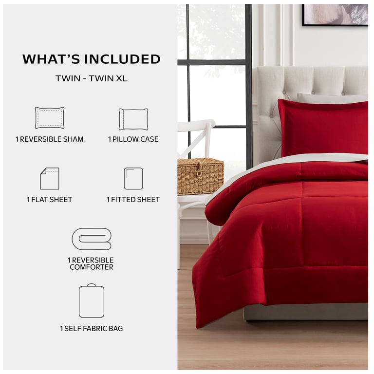 Mainstays 5 Piece Reversible Bed in a Bag Comforter Set Twin-XL