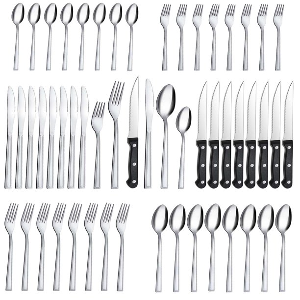 Bestdin 48 Pieces Silverware Set with Steak Knives, Stainless Steel