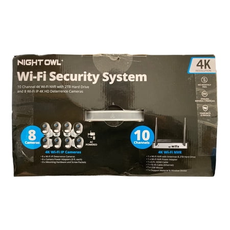 NIGHT OWL CL-BT8WN2-F88L 10 CHANNEL WI-FI NVR WITH 2TB HD, 8 CAMERA 4K HD