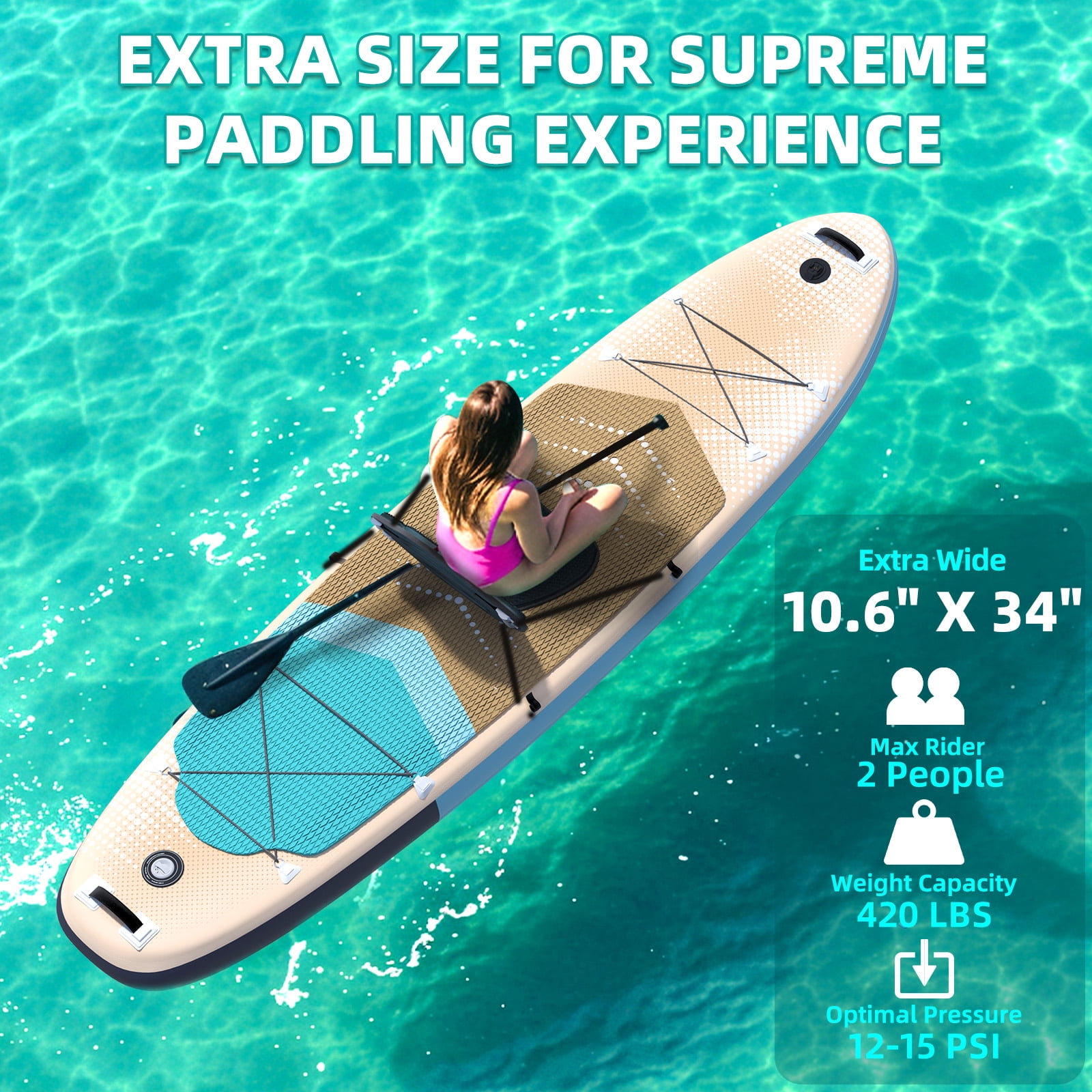 Danrelax 10.5' Inflatable Stand Up Paddle Board SUP Kit with Paddle, Pump, Backpack, Orange