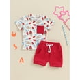 thumbnail image 4 of Raccmtaty Toddler Boy 4th of July Outfit Popsicle Print Pocket Short Sleeve T-Shirt with Solid Color Shorts for Independence Day, 4 of 9