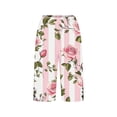 thumbnail image 4 of Brqkzdu Women Bermuda Shorts Mid Rise Floral Print Casual Knee Length Shorts Comfy Straight Leg Side Split Button Lounge Shorts with Pockets, 4 of 5