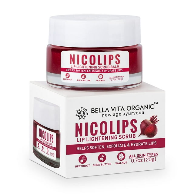 Bella Vita Organic NicoLips Lip Scrub Balm Brightening Dark Lips for