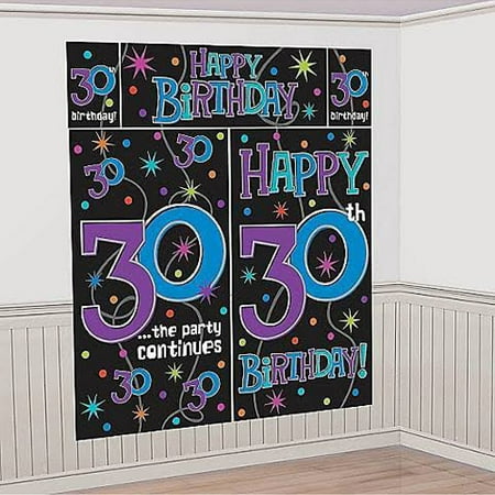 Over the Hill 'The Party Continues' 30th Birthday Wall Poster Decorating Kit