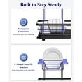 thumbnail image 5 of Kitsure 2-Tier Dish Drying Rack for Kitchen Counter, Stainless Steel Dish Drainer with Cutlery Holder, Sink Organization and Storage Rack for Plates, Bowls and Cups, 12" W x 15" L, Black, 5 of 8
