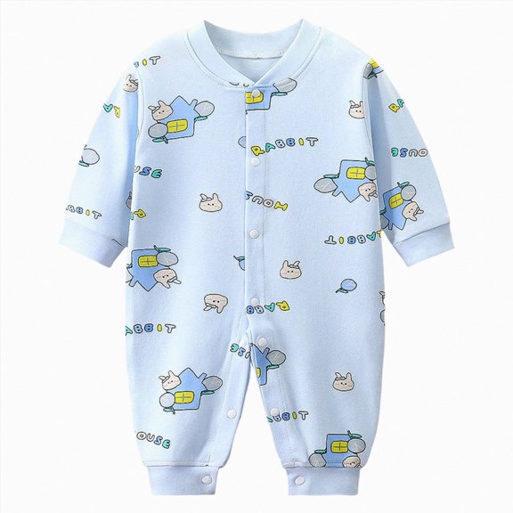 enyan Newborn Baby Boys Girls Pajamas Cotton Cute Print Button Sleepwear PJS for 0-18 Months Baby(Blue,12-18 MonthsοΌ