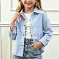 thumbnail image 6 of BLVB Toddler Baby Boys Girls Long Sleeve Button down Shirts Classic Collared Lightweight Jackets Kids Fall Clothes(Light Blue,9-10Years), 6 of 7