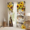 thumbnail image 3 of Homewish Vibrant Sunflower Floral Blackout Curtains Set of 2 (52x84 Each) for Kids, Rustic Wooden Plank Window Curtains, Cartoon Butterfly Curtains and Drapes, Window Curtains Decor, 3 of 6