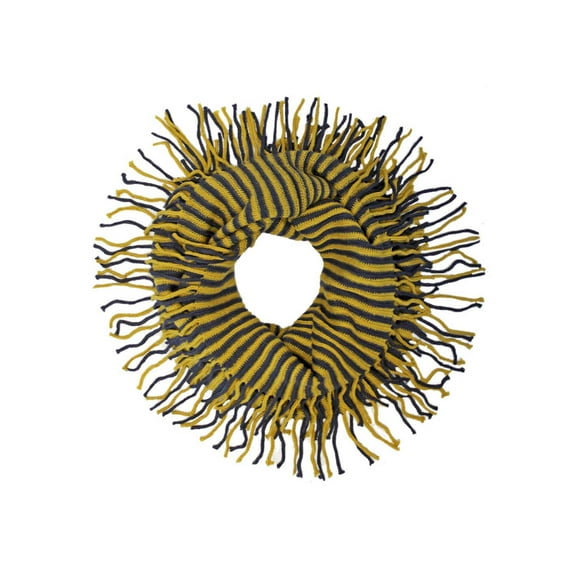 Yellow Radiant Knit Winter Infinity Scarf With Fringe