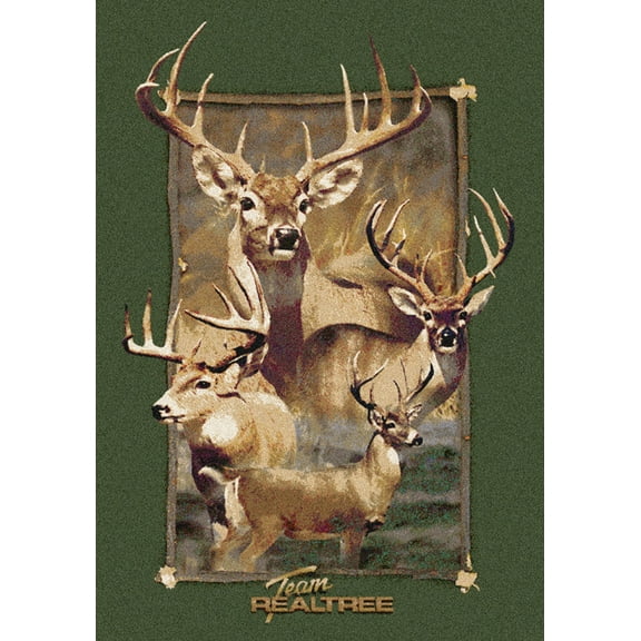 Milliken Green Nature Print Area Rug Team Realtree - Aprx 5' 4" x 7' 8"