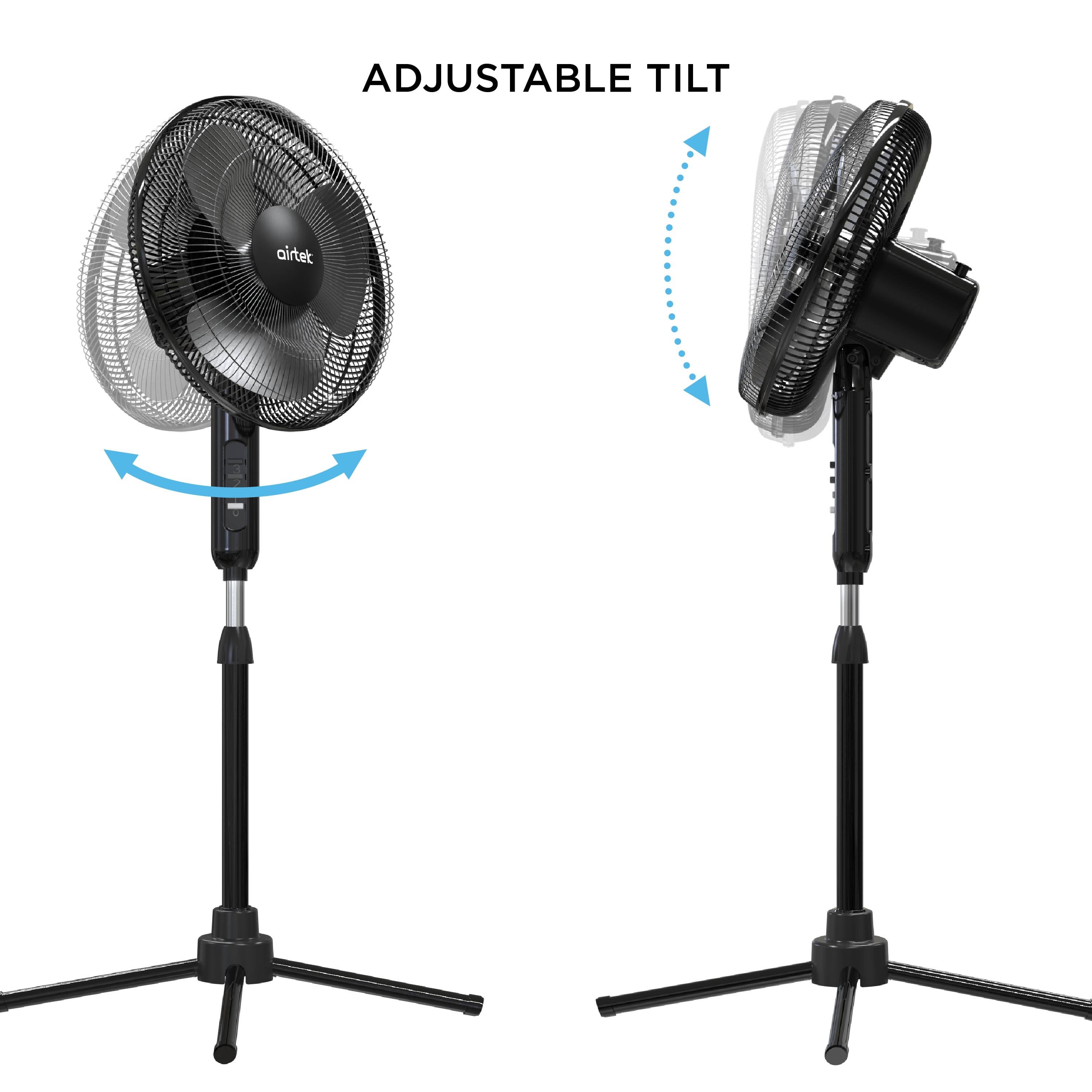 Airtek Oscillating Fan, Adjustable-Height Pedestal Fan with Wide Area Oscillation, 16”