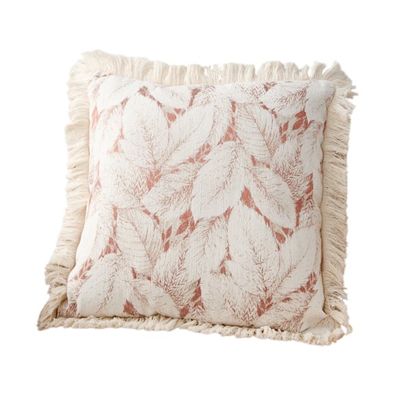 Linen Fabric Cushion 17.72x17.72in - Summer Cotton Woven Chair Pad with Fringed Edges, Zipper Cover for Office/Dining Chair (Coffee)​