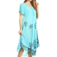 thumbnail image 4 of Sakkas Kai Palm Tree Caftan Tank Dress / Cover Up - Light Blue - One Size Regular, 4 of 5