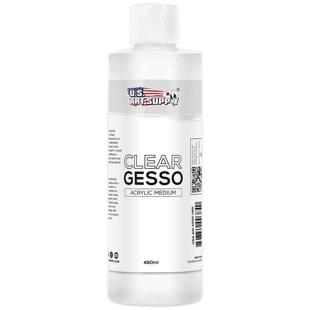 Gesso Primer U.S. Art Supply, transparente, 480 ml, para óleo y acrílico