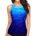 thumbnail image 1 of Women's Conservative Swim Top Solid Color Adjustable Straps Removable Pads Racerback Tankini Summer Beach Pool Bathing Suit Blue, 1 of 2
