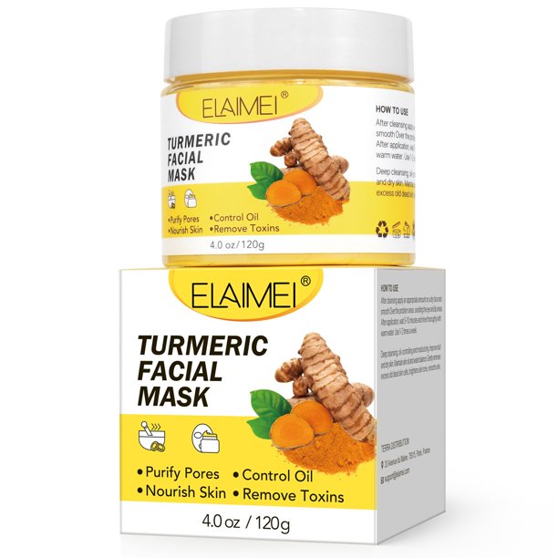 Puntoco Mascarilla de barro de cúrcuma para limpiar los poros, mejorar el tono oscuro y aclarar los puntos negros, 120 g