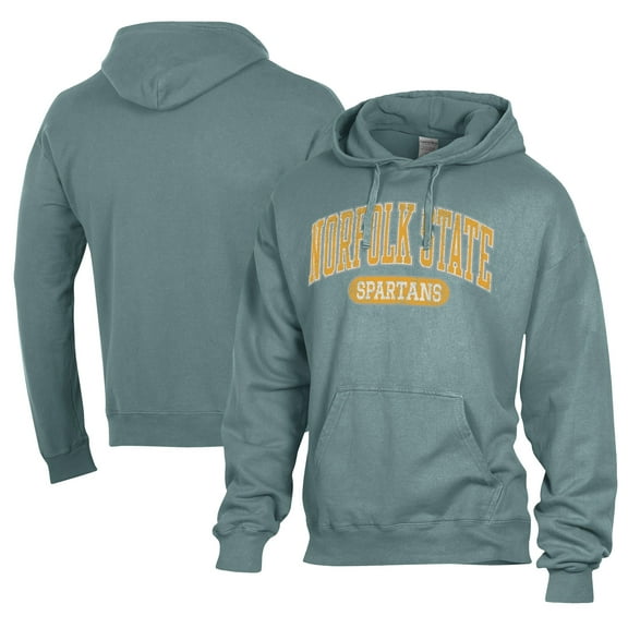 Men's Comfort Wash Green Norfolk State Spartans Lightweight Fleece Pullover Hoodie