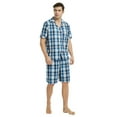 Vulcanodon Mens Cotton Pajama Short Set, Button Down Pajama Set for Men