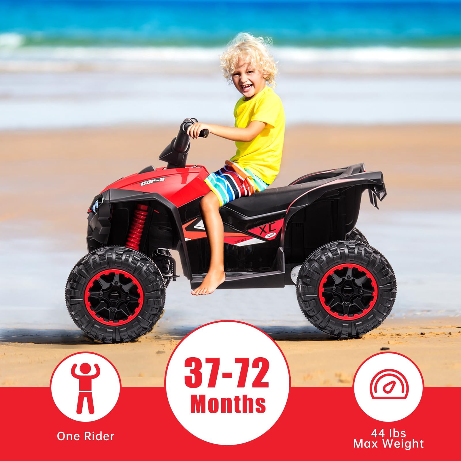 Accreate Battery Powered 12V Kids Electric ATV, Dual Motor 4-Wheeler with Parent Remote, Music Dashboard, 1.9–3.1 MPH, 7AH, Shock Absorber, Front Lights, for Children Ages 3–8, 40–60 Min Run Time