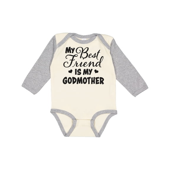 Inktastic My Best Friend is My Godmother with Hearts Boys or Girls Long Sleeve Baby Bodysuit
