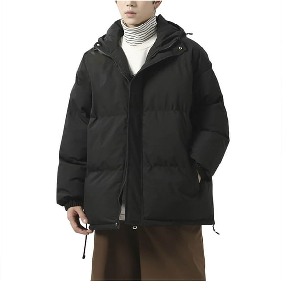 Xysaqa Men's Puffer Jacket Water-Proof Long Sleeve Parkas Jacket for Men Warm Thicken Winter Coats M-4XL(Available in Big & Tall) Black