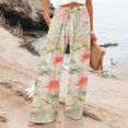 thumbnail image 2 of Casual Pants for Women Art Printed Pocket Elastic Waist Wide Leg Beach Fashion Casual Trousers, 2 of 4