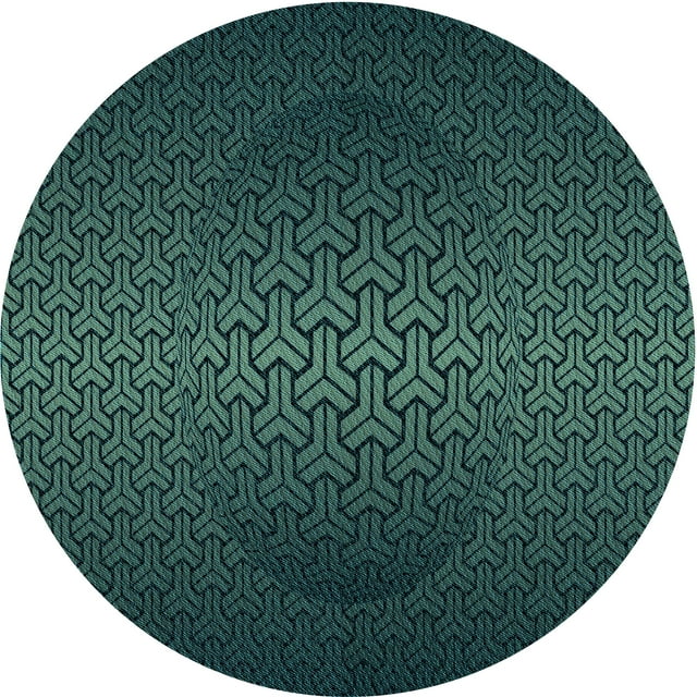 Ahgly Tapis Rond Lavable en Machine Intérieur Transitionnel Vert Pierre Aigue-Marine, 5 Pieds Rond
