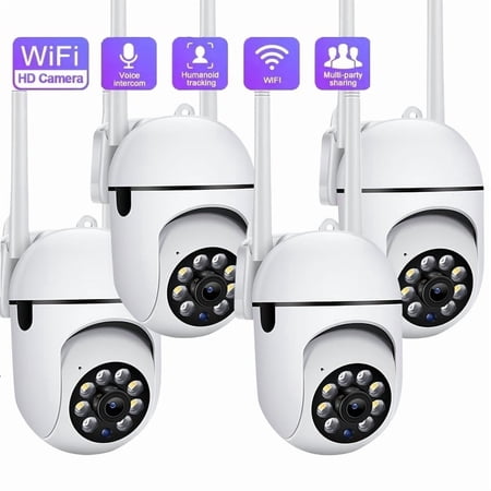 4-Pack WiFi Dome Camera System - 3MP 1440p with AI Motion Tracking - 360° PTZ, Color Night Vision - 2-Way Audio - Smartphone Control