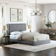 thumbnail image 2 of Sleep Sync Boyd Sleep Barcelona Diagonal Linen Upholstered Platform Bed Frame Grey Queen, 2 of 5