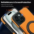 thumbnail image 6 of for iPhone 15 Case, Slim Fit Premium PU Leather [Compatible with MagSafe] [360° Rotatable Ring Kickstand] Shockproof Protective Cover for iPhone 15 Phone Case Magnetic, Orange, 6 of 7
