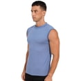 thumbnail image 3 of DPOIS Men's Compression Mock Neck Sleeveless Muscle T-Shirt Athletic Workout Fitness Sports Tops Light Blue L, 3 of 7