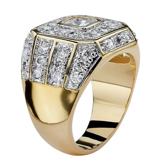 DESIGNICE Men'S Jewelry Sparkling Band Ring Hip Hop Simple Fashion 18K Gold Plated Natural Zircon Ring Fashion Rings