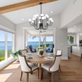 thumbnail image 5 of Black Sputnik Chandelier, 16 Lights Modern Chandelier for Dining Room Mid Century Chandelier Large 36” Ceiling Pendant Light Fixtures with Milk Glass Globe Shades for Foyer Living Room Kitchen Island, 5 of 8