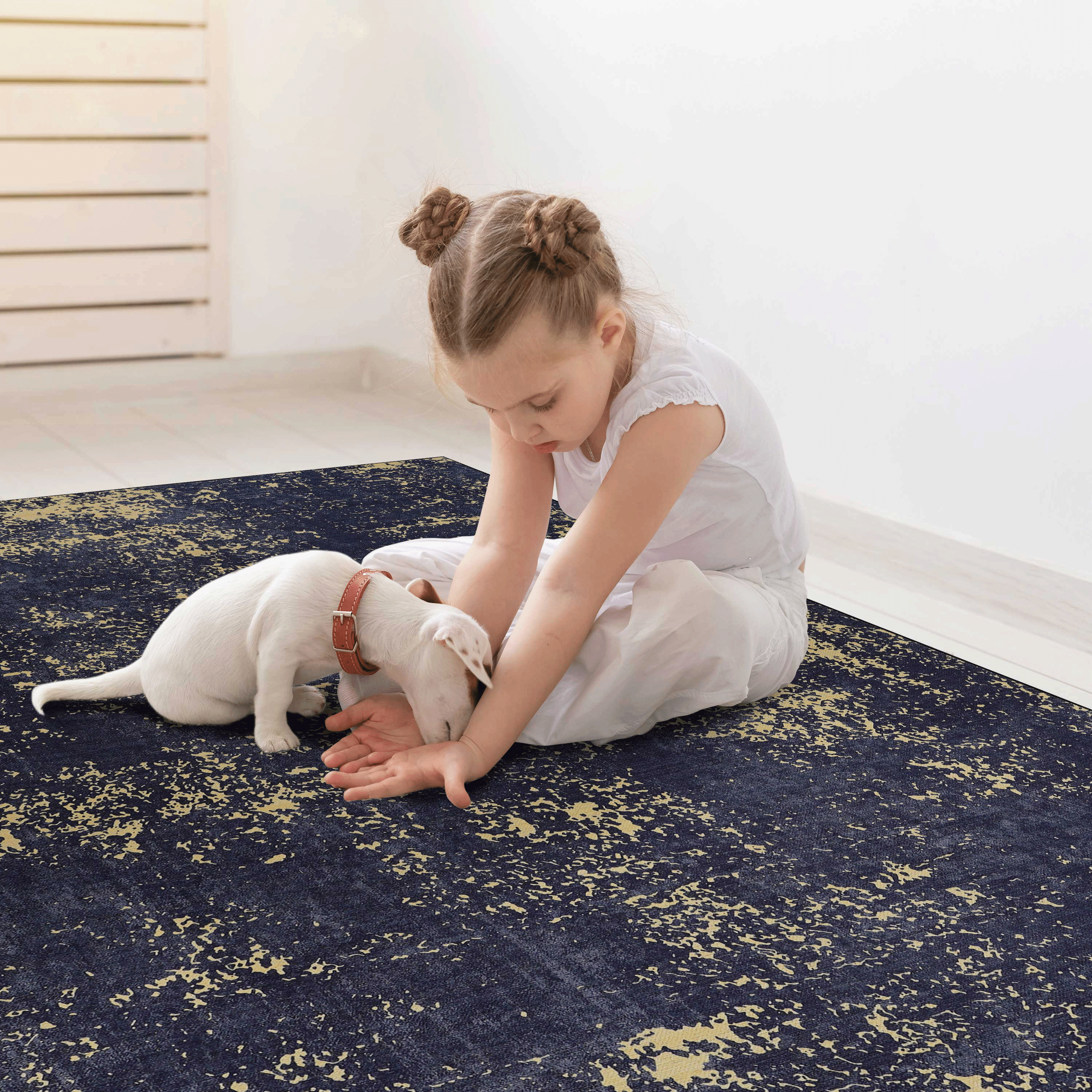 Washable Area Rug 5' x 8' Non-Slip Low Pile Chenille Rug Stain Resistant Indoor Carpet for Living Room Bedroom Dining Room Kitchen Hallway Playroom
