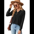 thumbnail image 2 of Blusas de Larga con Cuello en V para Mujer, Blusas Casuales Tipo Jersey, Blusas Holgadas y Elegantes, Blusas Tipo Túnica para Otoño. Negro M, 2 of 10