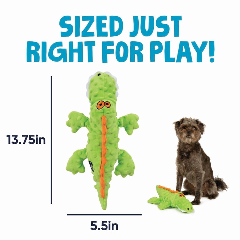 goDog Gator Plush Toy for Dogs with Chew Guard Technology for