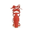 thumbnail image 2 of BLISSFUL STEP Women's Open Toe Lace Up Chunky High Heels Sandals Orange (Size 8), 2 of 6