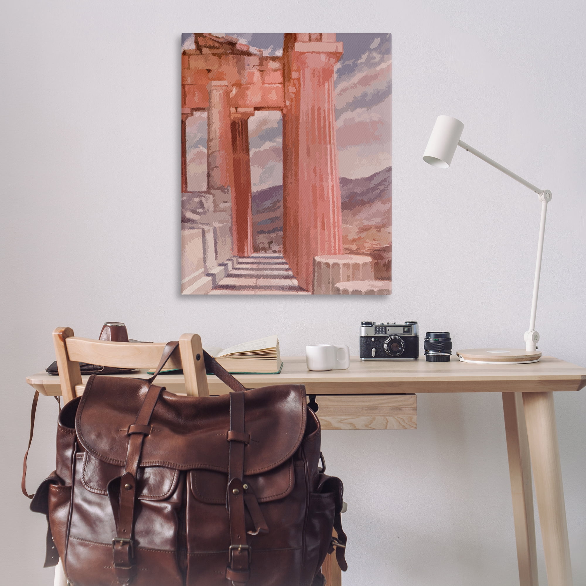 Stupell Industries Greek Architecture View Buildings & Architecture Painting Wrapped Canvas Art Print Wall Art, 36 x 48