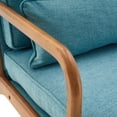 thumbnail image 5 of Resenkos Solid Wood Armrest Accent Chair, Upholstered Single Sofa Lounge Chair for Living Room, Bedroom, Reading Room, Teal, 5 of 9