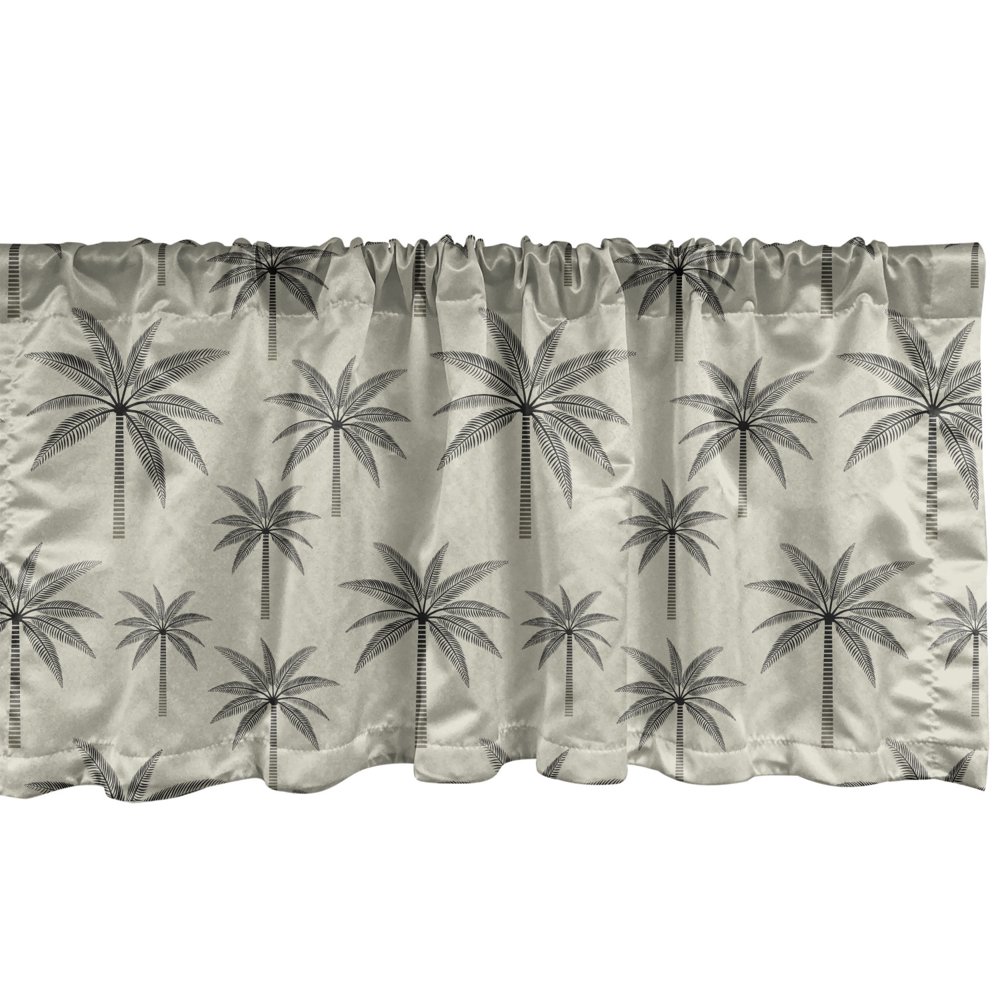 Palm Tree Window Valance, Vintage Style Plantation Items Long Tropical Hawaiian Vibes, Curtain