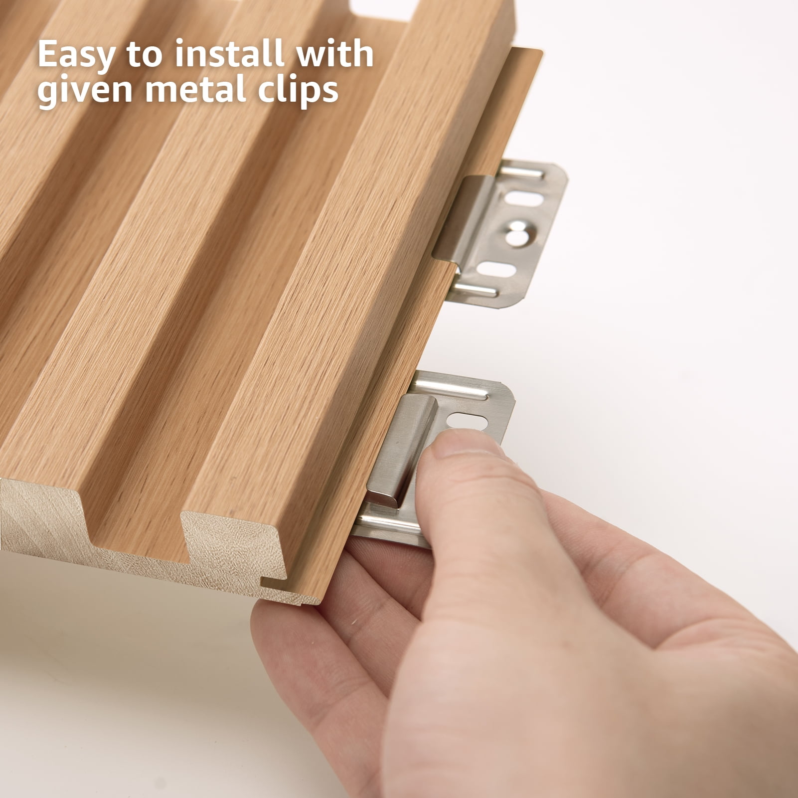 Art3d 4-Piece 104'' x 5.7''x 0.67'' Solid Wood Slat Wall Panels for Interior and Ceiling Decor,16.5 Sq.ft/Case,Oak