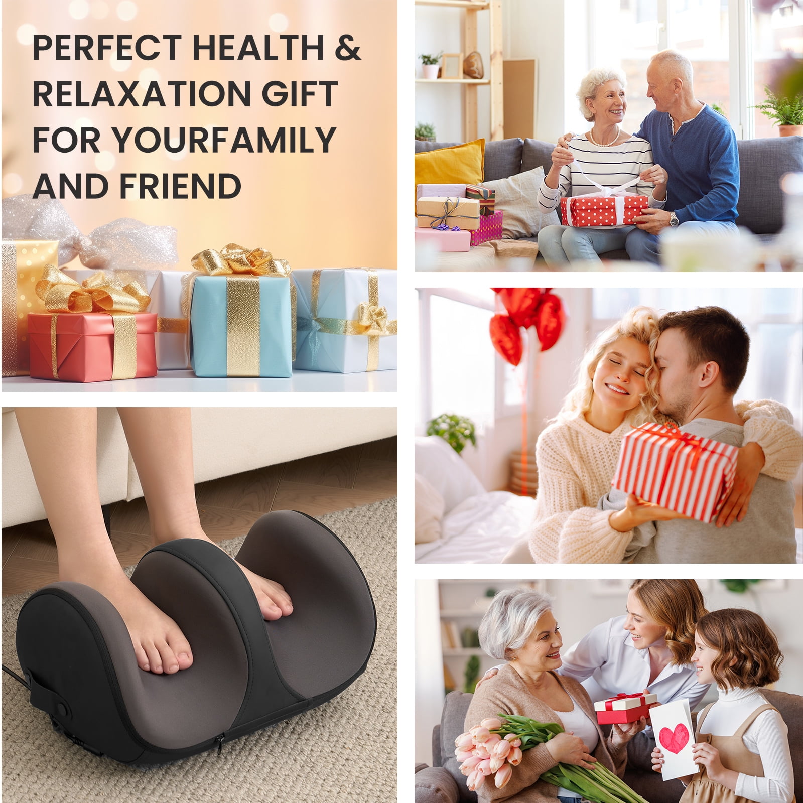 Naipo Electric Shiatsu Foot Massager Calf with Heat, Deep Kneading & Rolling Ankle Massage - Relaxing Muscle Relax, Ideal Gift for Men & Women, Leg Massager