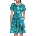 thumbnail image 1 of Disketp Square Glass Mosaic para Vestido de Manga Corta para Mujeres, Vestidos de Verano para Mujeres, Casual y Holgado para la Playa, 1 of 6