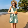 thumbnail image 3 of Easygdp Lotus Golden Line para Vestido Transpirable de Mujer, Vestido Suelto de Manga Corta con Pliegues y Bolsillos para el Verano, 3 of 7