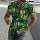 thumbnail image 2 of Camisas con estampado 3D de dólares para hombre, camisas casuales de verano de manga corta ajustadas con botones, blusas y tops para hombre, 2 of 5