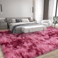 thumbnail image 4 of Janvonne 6x9 Fluffy Area Rug for Bedroom, Modern Shaggy Carpets Fuzzy Rug for Teens Dorm Home Decor Aesthetic, Heavy Duty Non Slip, Tie-dye Dark Red, 4 of 8