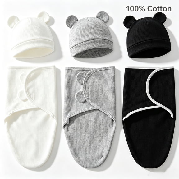 USIONE Baby Swaddle Sleep Sacks- 3-Pack Swaddles for Newborns 0-3 Months, Infant, Baby Girls, Boys, Soft & Durable Newborn Sleep Sack, Easy Diaper Change Swaddling Blanket
